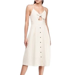 EXPRESS White/Cream Linen-Blend Midi Dress Size L